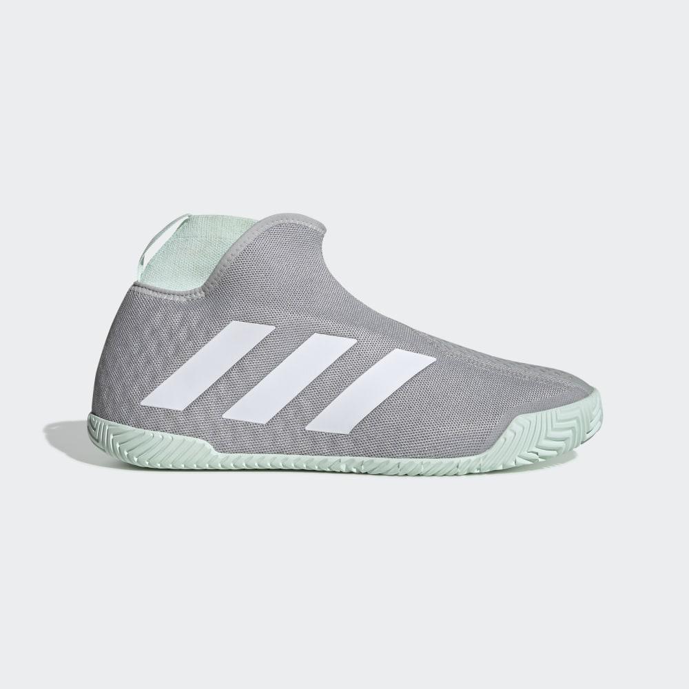 Adidas Men's Stycon Laceless Hard Court Tennis Shoes Grey/White/Grey Green Ireland EG2211